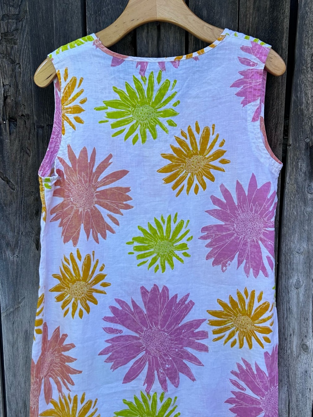 Fresh Produce Floral Print Linen Sleeveless Maxi Dress White Pink L - Picture 9 of 14